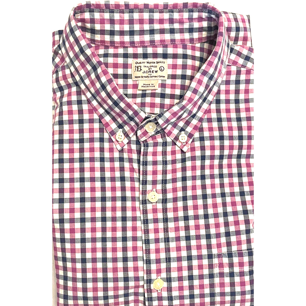 Vintage J Crew Check Cotton Dress Shirt Sz Large